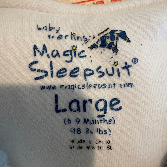 Baby Merlin's Magic Sleepsuit Kids Large 6-9 Months Blue Cotton Transition Suit - Picture 3 of 10